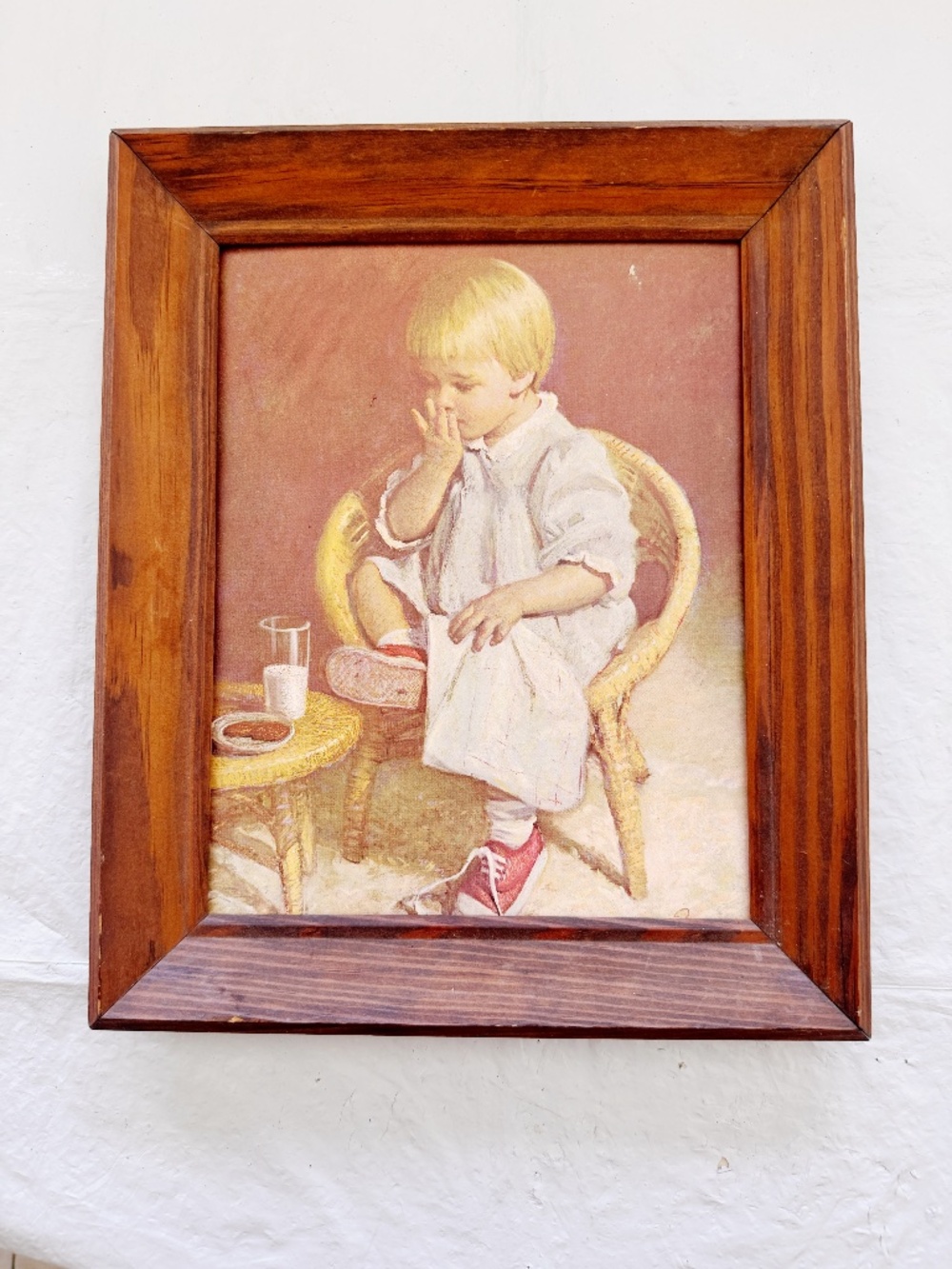 Vintage Framed Print Ingeborg Rasmussen Toddler Cookies Milk Red Shoes 10x12